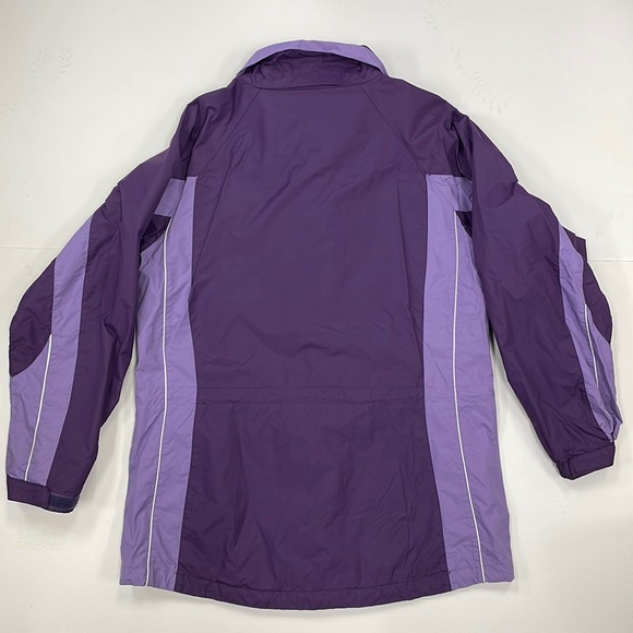 🪻Columbia | Purple HIGHLY WATER RESISTANT CONSTRUCTION Rain Jacket w/Hood Sz L - Picture 3 of 9